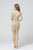 Primavera Couture - 3307 Long Sleeve Multi-Cutout Beaded Dress In Neutral