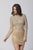 Primavera Couture - 3307 Long Sleeve Multi-Cutout Beaded Dress In Neutral