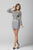 Primavera Couture - 3307 Long Sleeve Multi-Cutout Beaded Dress In Silver