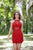 Primavera Couture - 3311 Sequined Halter Cowl Back Dress In Red