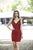 Primavera Couture - 3312 V Neck Low Square Back Beaded Cocktail Dress In Red