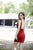 Primavera Couture - 3312 V Neck Low Square Back Beaded Cocktail Dress In Red