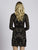 Lara Dresses - 33136 Long Sleeve Embellished Short Dress in Black and Multi-Color