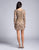 Lara Dresses - 33144 Sequined V-Neck Long Sleeves Cocktail Dress In Neutral and Multi-Color