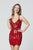 Primavera Couture - 3314 Sequin and Beaded Stripe Sexy Cocktail Dress In Red