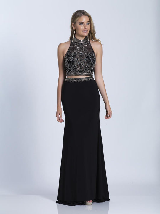 Dave & Johnny - 3315 Embellished Two Piece Sheath Dress in Black