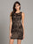 Lara Dresses - 33166 Beaded Jewel Neck Fitted Dress In Black and Neutral