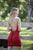 Primavera Couture - 3317 Tonal Beaded Lace Up Sheath Dress In Red