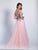 Dave & Johnny - 3319 Jewel Illusion Ornate Tulle Gown in Pink