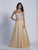 Dave & Johnny - 3321 Ornate Strapless Peplum Detail Gown in Neutral