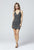 Primavera Couture - 3322 Short Leaf-Motif Beaded Dress In Gray