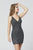Primavera Couture - 3322 Short Leaf-Motif Beaded Dress In Gray