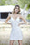 Primavera Couture - 3322 Short Leaf-Motif Beaded Dress In White