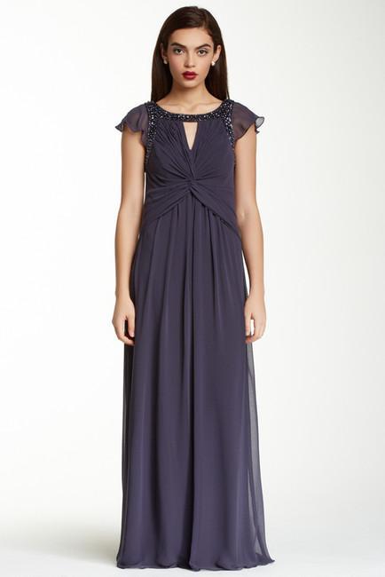 Decode 1.8 - 182648 Beaded Ruched Twisted Chiffon Dress in Gray