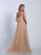 Dave & Johnny - 3326 Embellished Sheer Bateau Sheath/A-line Dress in Pink