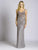 Lara Dresses - 33285 Illusion Adorned Sheath Gown In Gray and Silver
