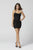 Primavera Couture - 3333 Lace-Up Strappy Back Beaded Cocktail Dress In Black