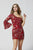 Primavera Couture - 3336 Fully Sequined Asymmetric Sheath Dress In Red and Multi-Color