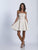 Dave & Johnny - 3338 Embellished Straight Neck A-line Dress in Neutral