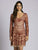Lara Dresses - 33414 Beaded Long Sleeve A-Line Dress In Neutral and Red