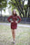 Primavera Couture - 3341 Long Sleeve Beaded High Neck Dress In Red