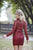 Primavera Couture - 3341 Long Sleeve Beaded High Neck Dress In Red