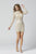 Primavera Couture - 3341 Long Sleeve Beaded High Neck Dress In Neutral and Silver