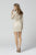 Primavera Couture - 3341 Long Sleeve Beaded High Neck Dress In Neutral and Silver