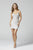 Primavera Couture - 3342 Striped Surplice Motif Sheath Dress In White