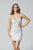 Primavera Couture - 3342 Striped Surplice Motif Sheath Dress In White