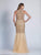 Dave & Johnny - 3344 Ornate Textured Lace Trumpet Gown in Gold
