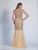 Dave & Johnny - 3344W Embellished Halter Fitted Trumpet Dress in Gold