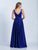 Dave & Johnny - 3346 Sleek Plunging V-Neck Sleeveless Gown in Blue