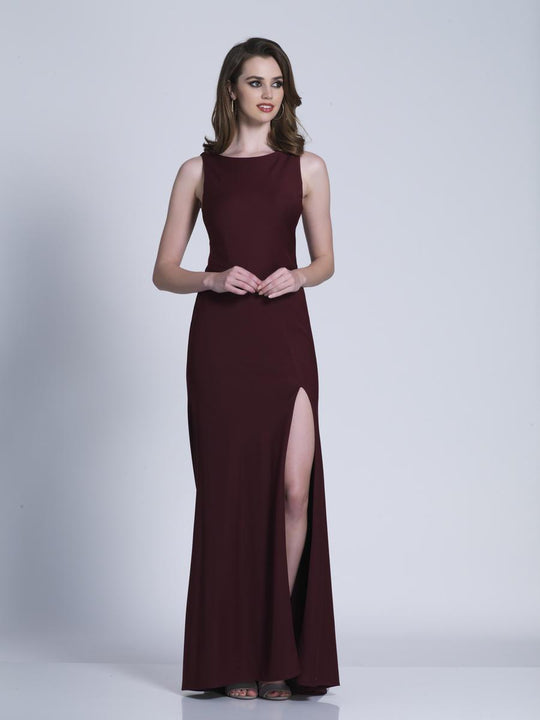 Dave & Johnny - 3348 Sleek Bateau Sheath Dress in Red