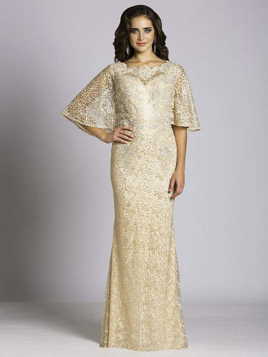 33490 Scalloped Lace Capelet Gown