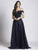 Lara Dresses - 33493 Beaded Off Shoulder Evening Gown in Blue