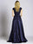 Lara Dresses - 33495 Beaded Scoop Neck and Cap Sleeves Evening Gown In Blue