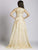 Lara Dresses - 33497 Floral Applique Sweetheart Evening Gown in Neutral and Yellow