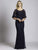 Lara Dresses - Scoop Capelet Overlay Evening Gown 33498 In Blue