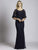 Lara Dresses - 33498 Scoop Capelet Overlay Evening Gown In Blue