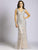 Lara Dresses - 33521 Crystal Embellished V Neck Evening Gown In Silver