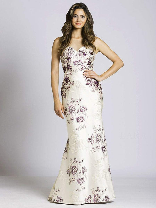 Lara Dresses - 33522 Embroidered Illusion Jewel Sheath Dress In Floral and Multi-Color