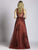 Lara Dresses - 33527 Lace Illusion Jewel A-line Dress In Dark Red