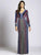 Lara Dresses - 33541 Multi-Colored V-neck Column Dress  in Black and Multi-Color
