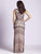 Lara Dresses - 33551 V-Neck Beaded Sheath Evening Gown in Neutral