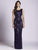 Lara Dresses - 33552 Scoop Neck Beaded Sheath Gown In Blue