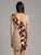 Lara Dresses - 33576 Beaded Quarter Sleeve V-neck Sheath Dress in Neutral