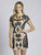 Lara Dresses - 33578 Short sleeve Geometric Brilliance Short Dress In Neutral and Multi-Color