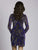 Lara Dresses - 33580 Long Sleeve Beaded Contrast Mini Dress In Blue and Multi-Color
