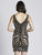 Lara Dresses - 33581 V-Neck Sequined Print Short Dress In Black and Multi-Color